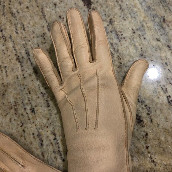 Vintage Womens Size S 6.5 Tan Deerskin Leather Gloves - Picture 13 of 16